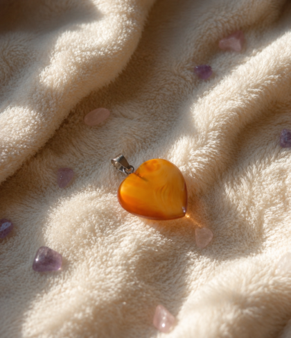 Carnelian Aura Heart Pendant